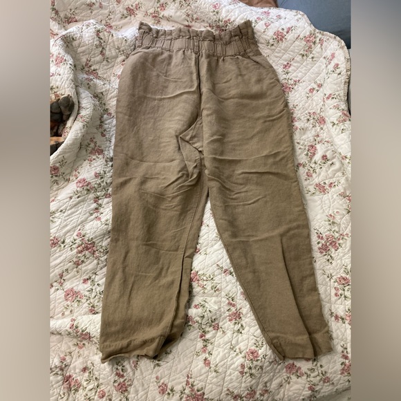H+M linen blend tan p high waisted pants - Picture 4 of 5